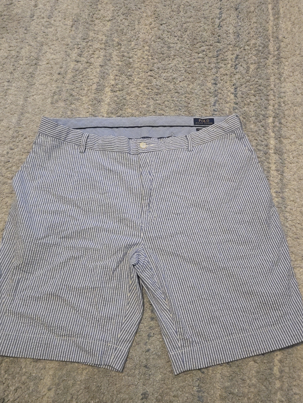 Polo Ralph Lauren Men's 40 Stretch Classic Fit Seersucker Shorts Blue White Stri